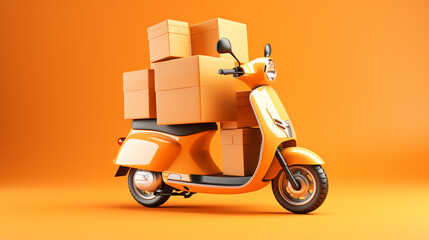 3D rendering Delivery fast speed motorcycle scooter