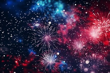 Fototapeta premium Large fireworks colourful festive celebrate dark event exploding glow party new year atmosphere illuminated sparks backgrounds sky fire bright volley tradition display christmas salute bokeh sparkler