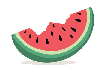 Bitten red watermelon slice vector