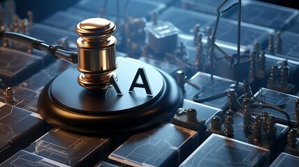 Legal Framework for AI Technology in the European Union, Gavel on Circuit Board