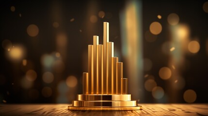 AI generated image of a golden trophy of a trading candle chart as a symbol for profitable traders - obrazy, fototapety, plakaty