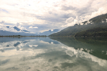 Genussmoment am Lago di Mezzola; Blick von Verceia nach Südwesten