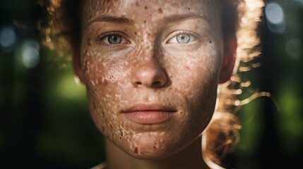 A portrait photography of a woman with skin disorder - AI generated image - obrazy, fototapety, plakaty