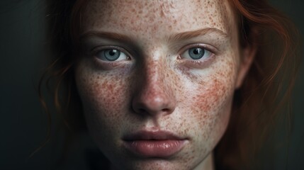 A portrait photography of a woman with skin disorder - AI generated image