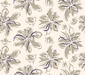 Floral brush strokes seamless pattern 