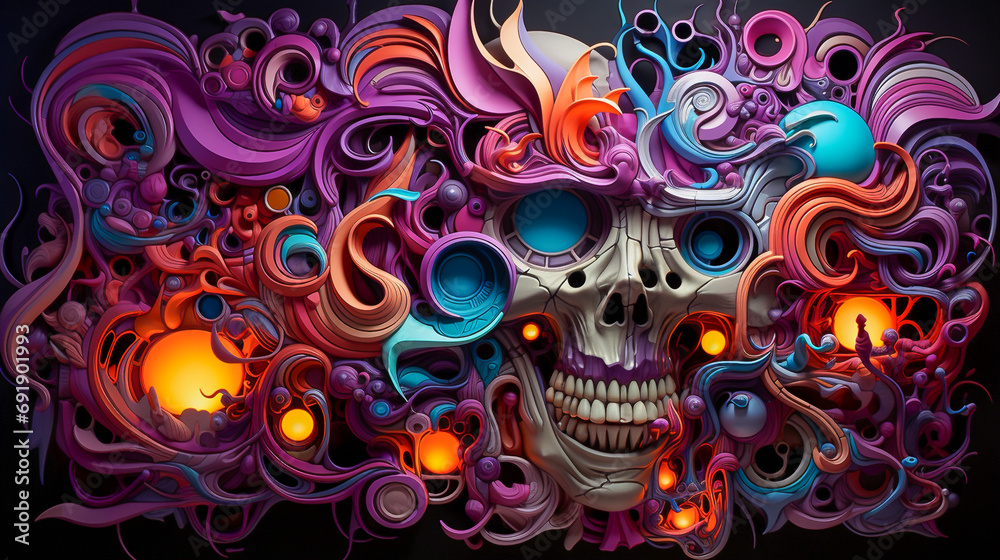 Canvas Prints abstract background with colorful skull