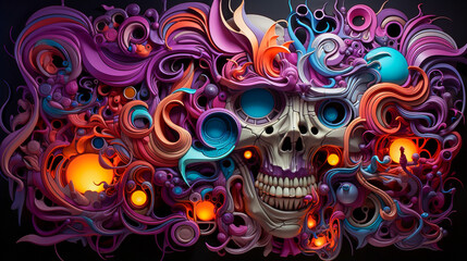 abstract background with colorful skull