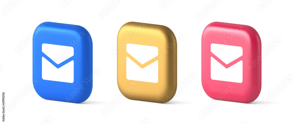 Poster newsletter inbox chat message button remotely communication digital notification 3d icon