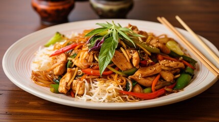 Delicious Thai Cuisine on a Restaurant Table generated by AI tool