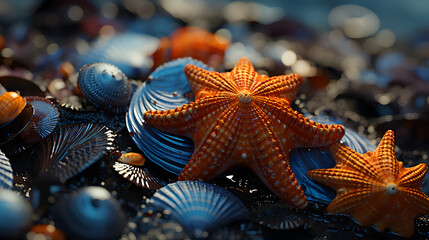 Ocean's Treasures: Starfish and Shells