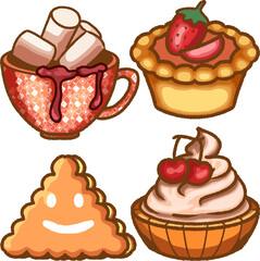 Attractive and delicious Christmas cake illustration style