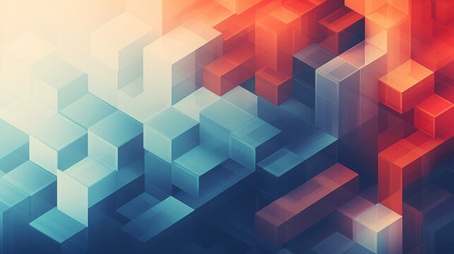 Graphic design element and geometric background with digital blocks. PowerPoint and webpage landing background.