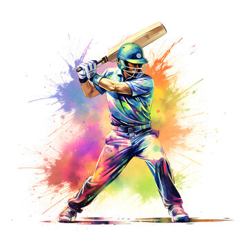 Cricket player colorful splash art