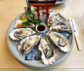 Japan. Miyajima. Hiroshima. Fresh giant oysters