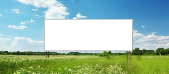 Blank advertising billboard immersed in a rural scene. Copy space image. Place for adding text