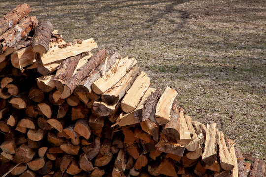 Brennholz Scheite aufgeschlichtet - Holzscheite