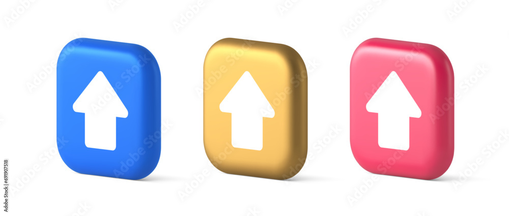 Poster arrow up button directional pointer cyberspace cursor 3d realistic icon