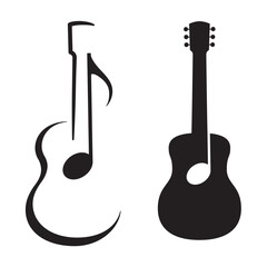 graphic guitar symbol with a note in the middle

 - obrazy, fototapety, plakaty