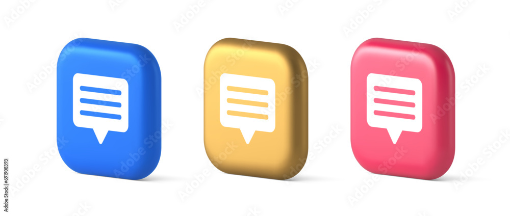 Poster chat box button social networks texting internet communication 3d icon