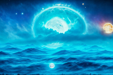 stars nebula abstraction planet satellites