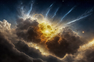 stars nebula abstraction planet satellites