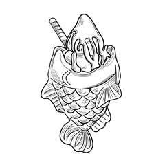 Hand Drawn Dessert Food Taiyaki Ice Cream