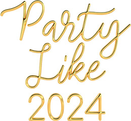 2024 Happy New Year Celebration 3D Golden Color Text Lettering Typography