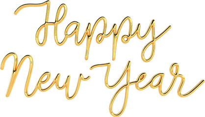 2024 Happy New Year Celebration 3D Golden Color Text Lettering Typography