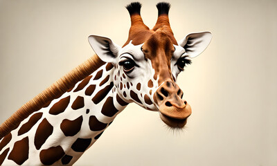 Giraffe posing against a solid background