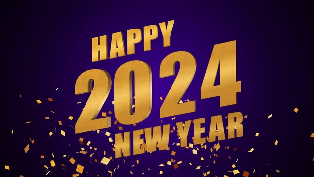 Happy 2024 New Year with Confetti blast