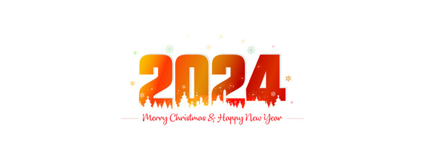 Fototapeta na wymiar Editable vector design of welcome 2024 Number. Merry Christmas eve and happy new year holiday background.