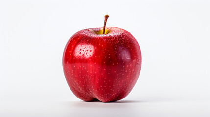 Crimson Elegance: A Lone Red Apple Standing Alone on a Clear Canvas