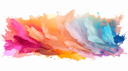 Colorful Canvas: Watercolor Painting Style with Multicolored Brush Strokes on Transparent Background