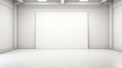Blank white studio. White background studio. Generative AI.
