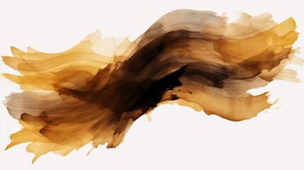Watercolor Brush Strokes Trio: Brown, Golden, Black on Transparent - obrazy, fototapety, plakaty