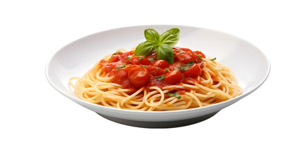 pasta with tomato sauce isolated on white background. Generative AI.