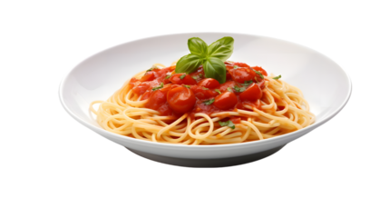 pasta with tomato sauce isolated on white background. Generative AI.
