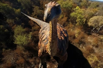 Fototapeten Dinosaurier aufgenommen von einer Drohne aus © paganin