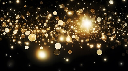 Fototapeta na wymiar Abstract Gold Particles and Bokeh Background