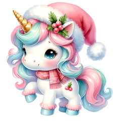 Cute Unicorn in Chirstmas pastel