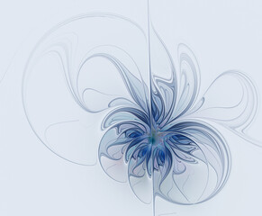 Abstract fractal blue flower on a light background. Fantasy