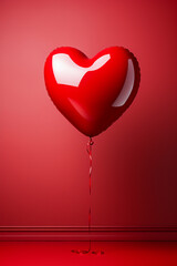 a heart shaped balloon flying on a red background on valentines day