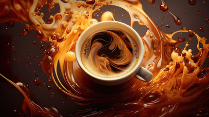 hot coffee in a liquid mixed wallpaper