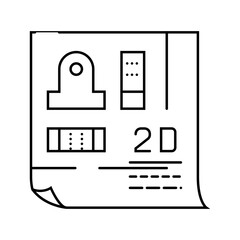 2d drafting architectural drafter line icon vector. 2d drafting architectural drafter sign. isolated contour symbol black illustration