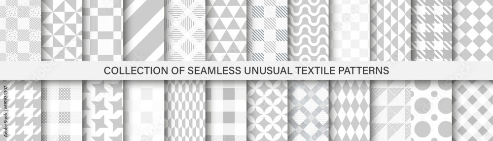 Aufkleber collection of grey textile seamless patterns - geometric delicate design. vector repeatable cloth ba