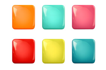 Set of four colorful vector blank sticky post it notes 3d rendering isolated on white background. Generative AI.