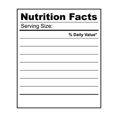 Nutrition Facts information. Information about the amount of fats, calories, carbohydrates