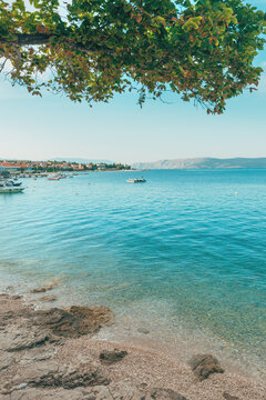 Beautiful summer morning view of Selce, picturesque village in Kvarner bay at Adriatic sea coast