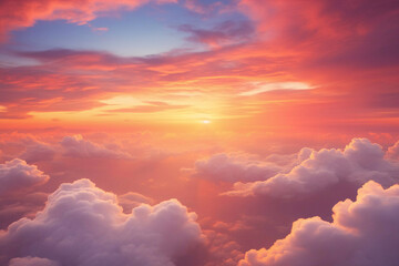 Sunset sky and white clouds. Nature sky backgrounds.