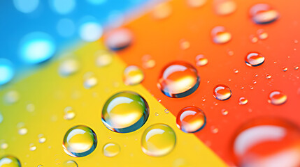 Close-up of Water Droplets on Colorful Surface